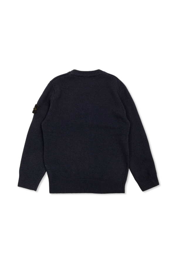 Stone Island Junior Sweater with a detachable patch on the sleeve