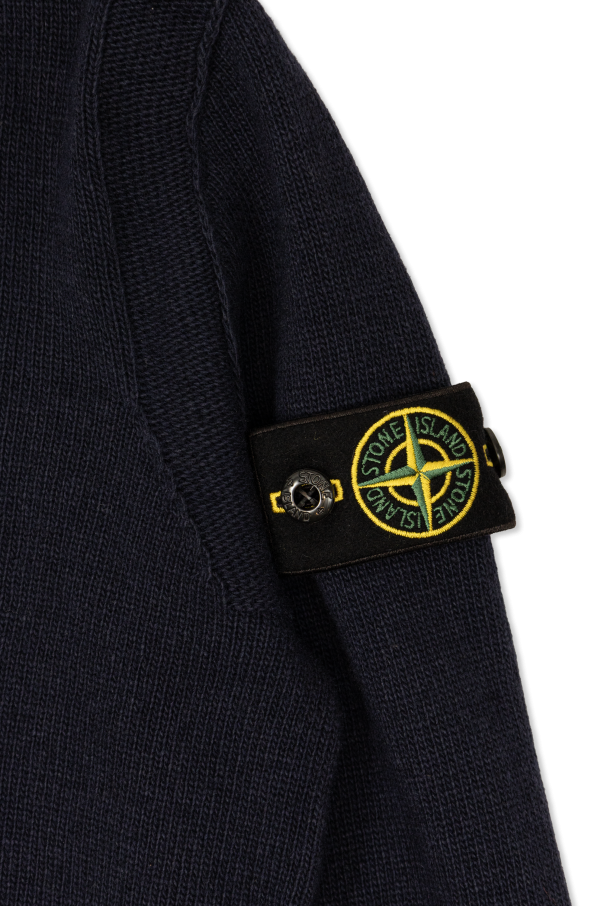 Stone Island Junior Sweater with a detachable patch on the sleeve