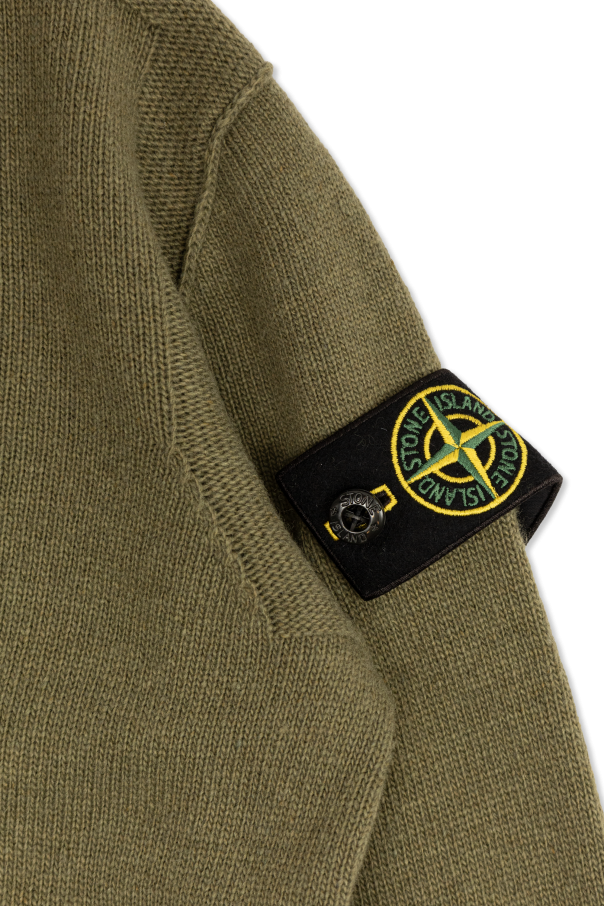 Stone Island Junior Sweater with a detachable patch on the sleeve