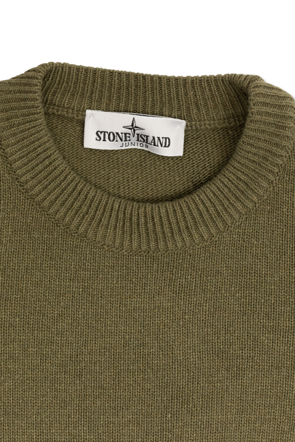 Stone Island Junior Sweater with a detachable patch on the sleeve