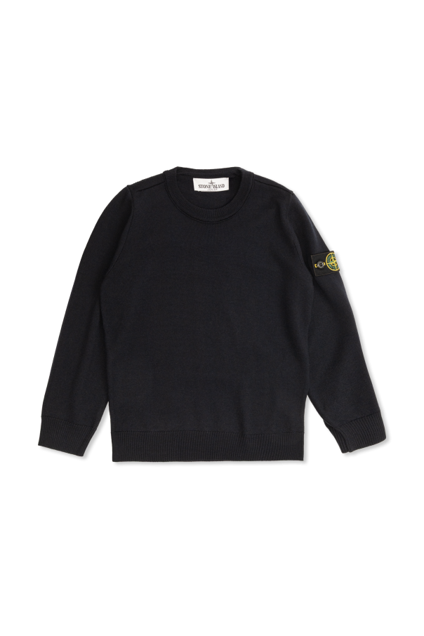 Wool sweater with detachable patch on sleeve od Stone Island Junior