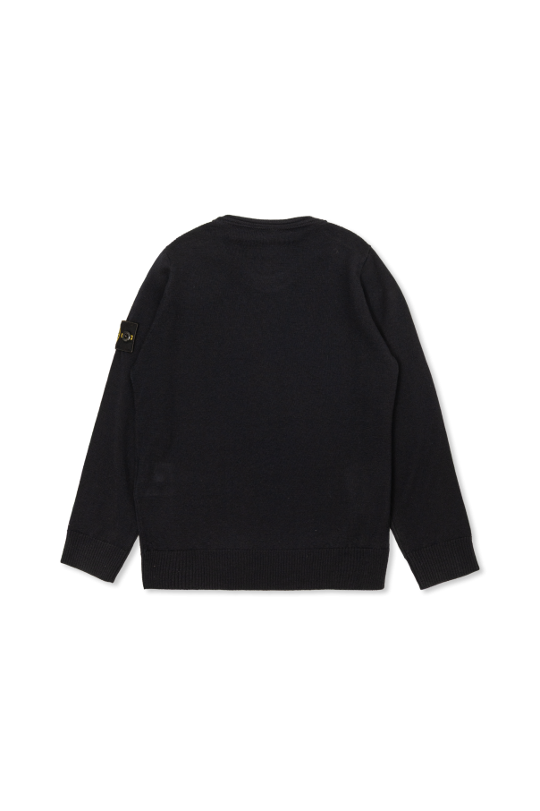 Stone Island Junior Wool sweater with detachable patch on sleeve
