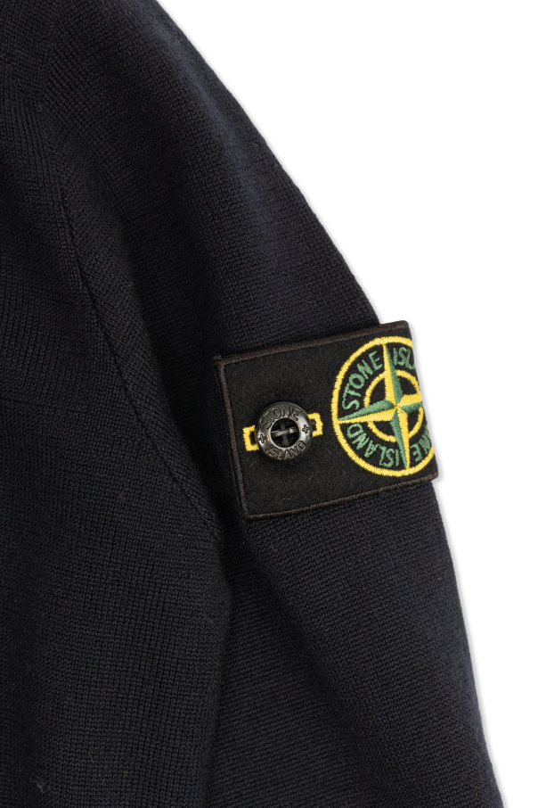 Stone Island Junior Wool sweater with detachable patch on sleeve