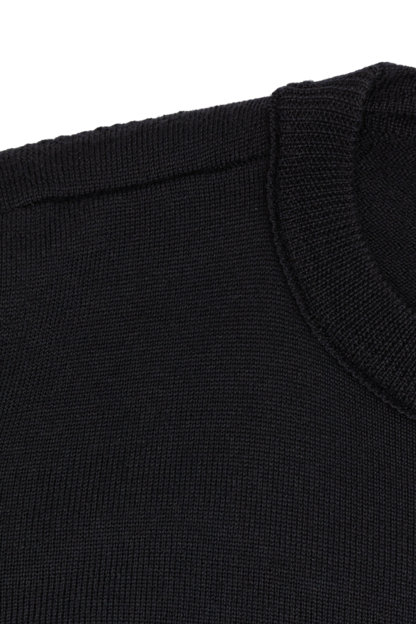 Stone Island Junior Wool sweater with detachable patch on sleeve