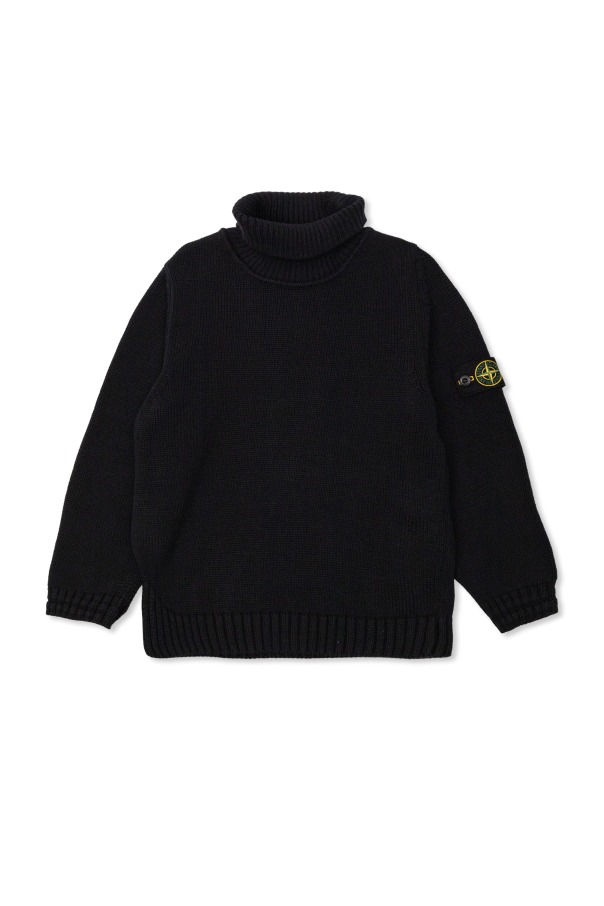 Turtleneck with a patch on the sleeve od Stone Island Junior