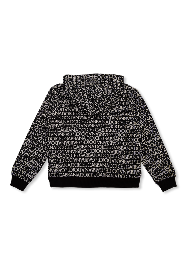 Dolce & Gabbana Kids empire-line lace dress Hoodie with logo