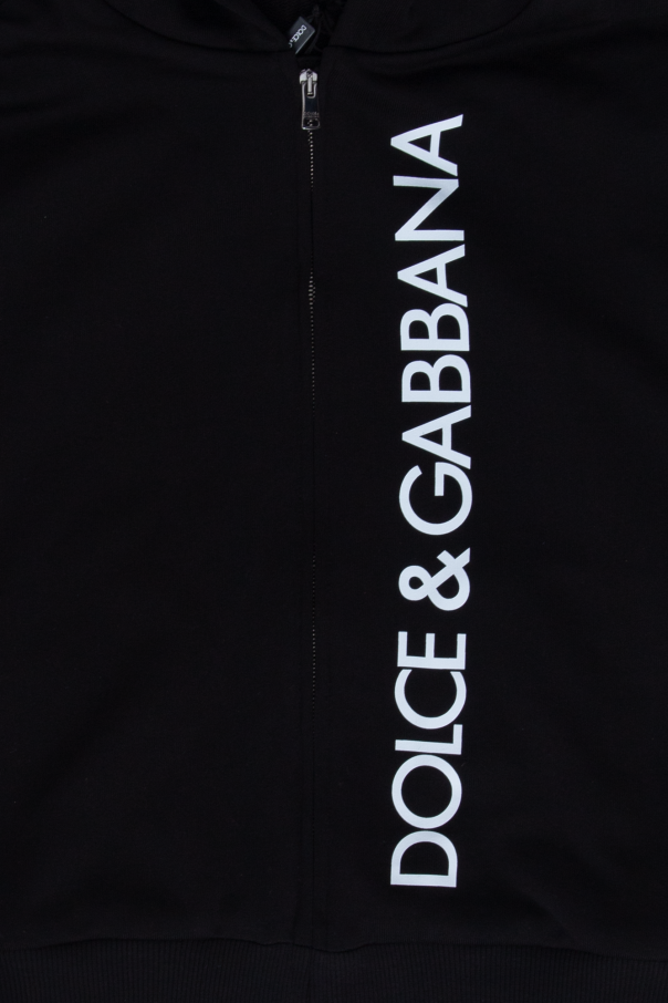Dolce & Gabbana Kids logo-print leather slides Schwarz Kids Zip-up hoodie