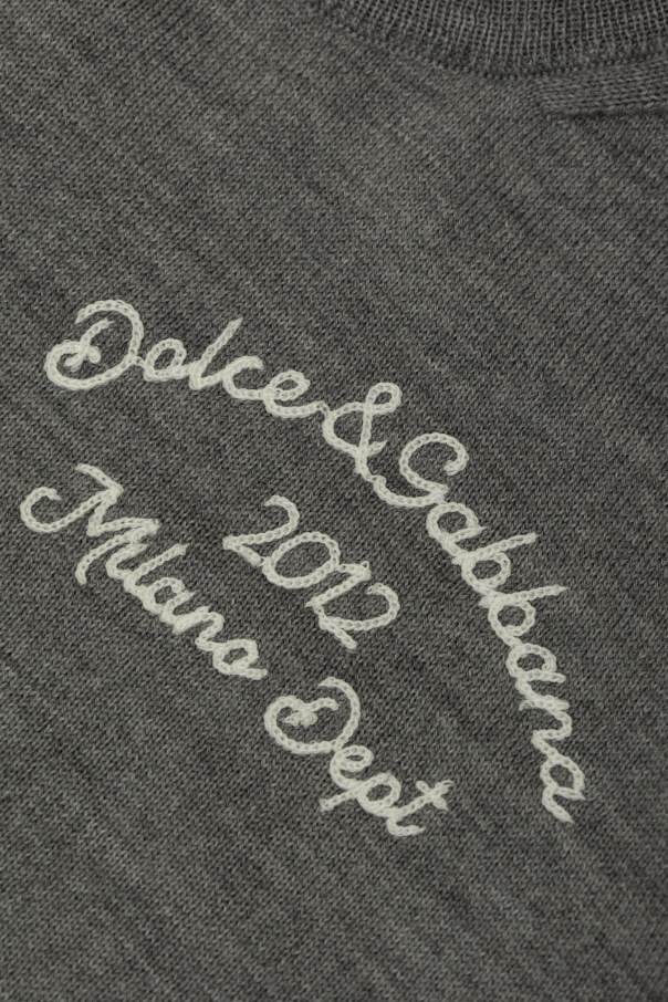 Dolce & Gabbana Kids Wełniany sweter z wyszytym logo