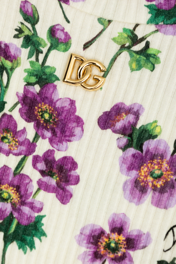 Dolce & Gabbana Kids Geripptes Top mit Blumenmuster