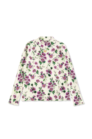 Geripptes Top mit Blumenmuster