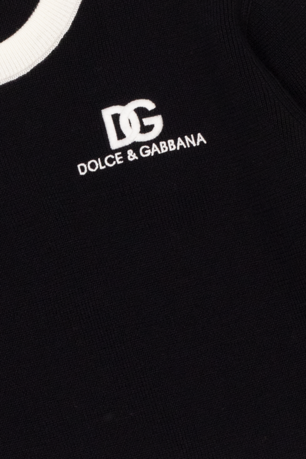 DOLCE & GABBANA TOP WITH LOGO APPLIQUÉ Sweater with logo