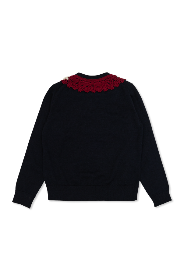 Dolce & Gabbana Kids Kardigan z koronkowym kołnierzem