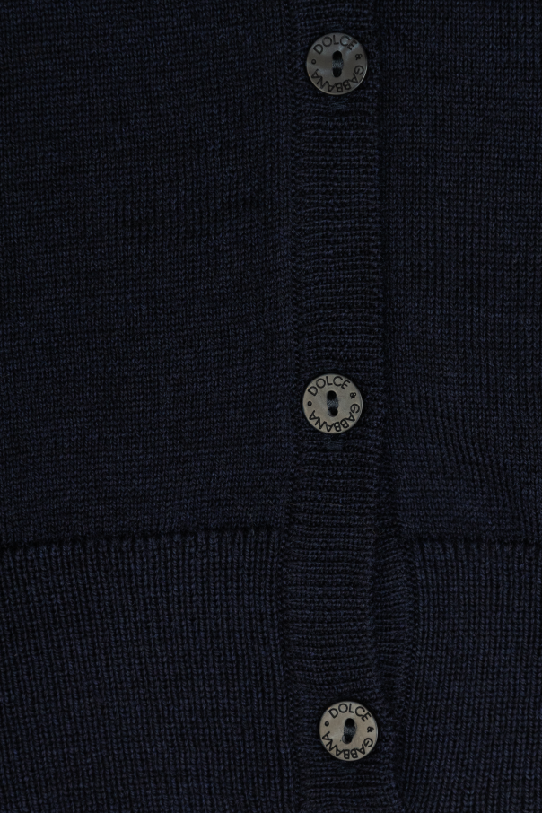 Dolce & Gabbana Kids Kardigan z koronkowym kołnierzem