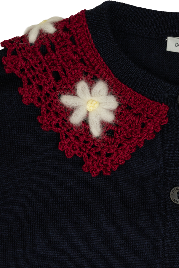 Dolce & Gabbana Kids Kardigan z koronkowym kołnierzem