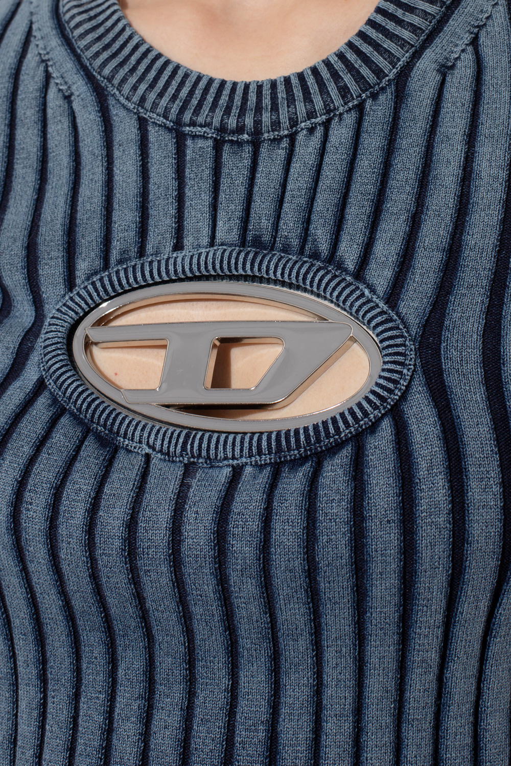 metallic logo-print cotton sweatshirt - IetpShops Netherlands - Anaheim'  ribbed top Diesel - 'M