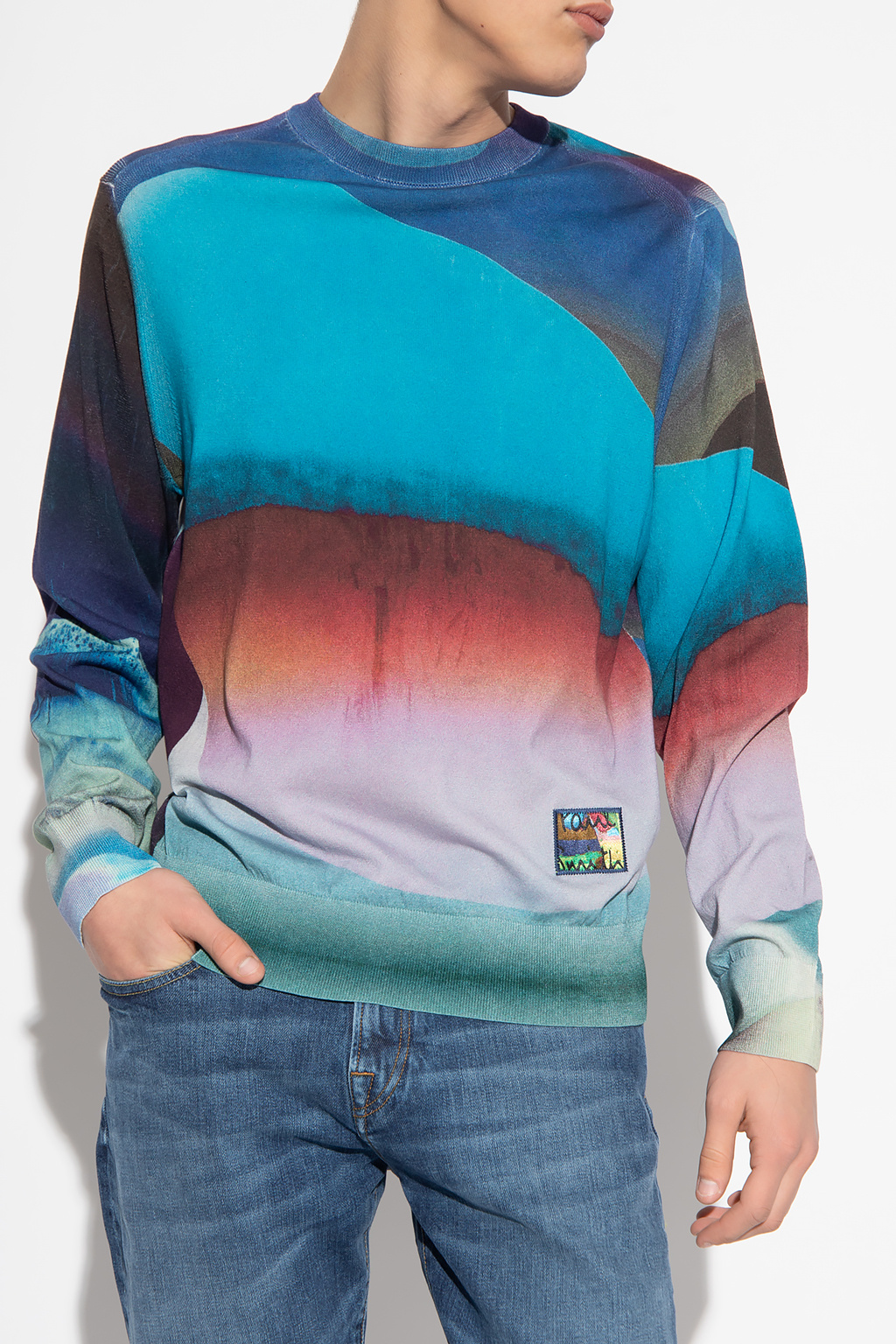 Paul Smith Jersey Mock Neck Slouchy Sweatshirt