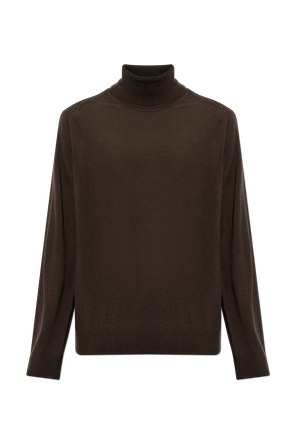 Turtleneck din lână cu logo brodat