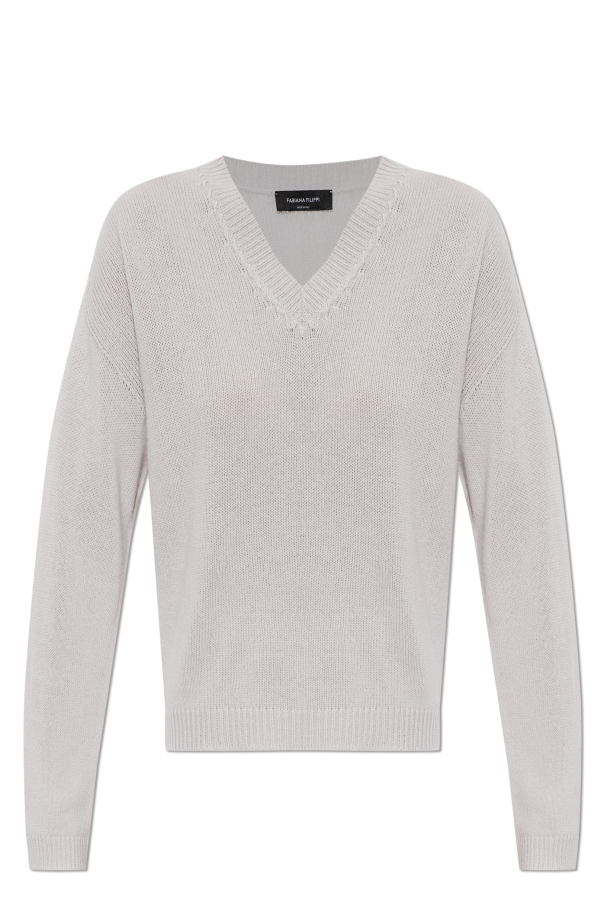 Cashmere sweater with shimmering sequins at the neckline od Fabiana Filippi