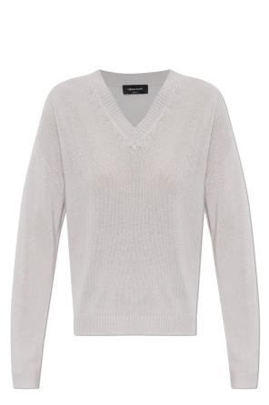 Cashmere sweater with shimmering sequins at the neckline