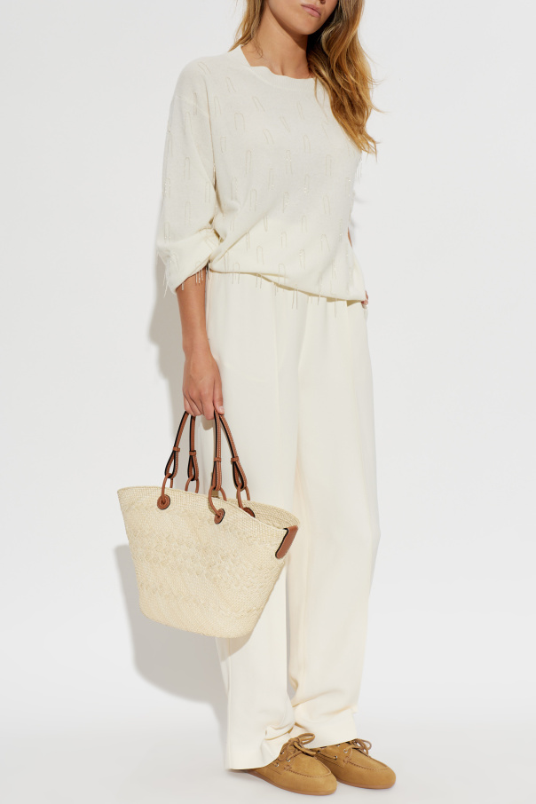 Fabiana Filippi Wool sweater with shimmering fringes