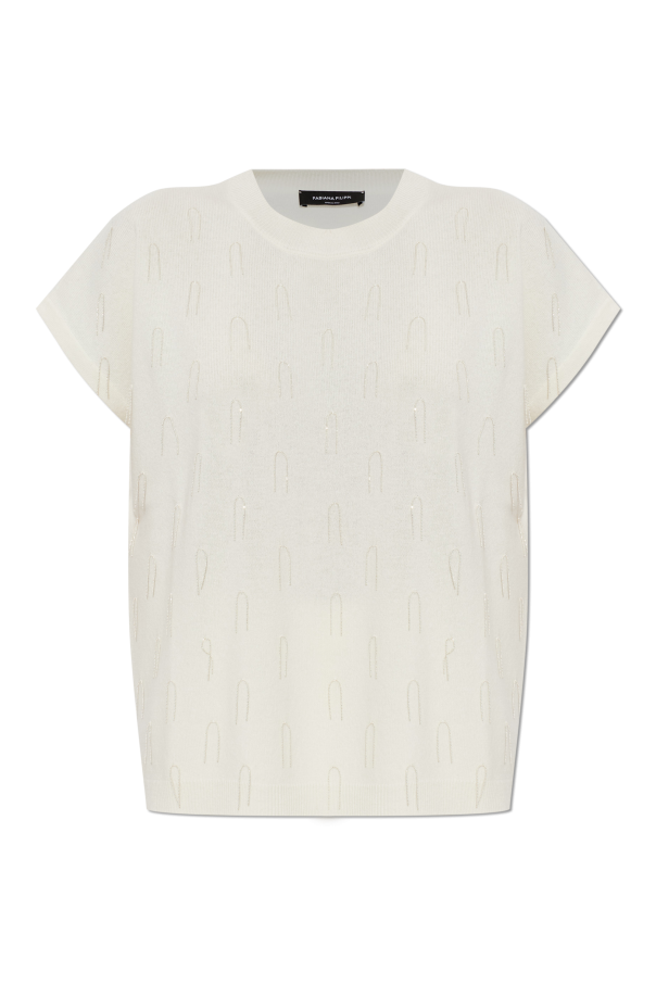 Wool top with shimmering fringes od Fabiana Filippi