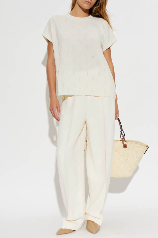 Fabiana Filippi Wool top with shimmering fringes