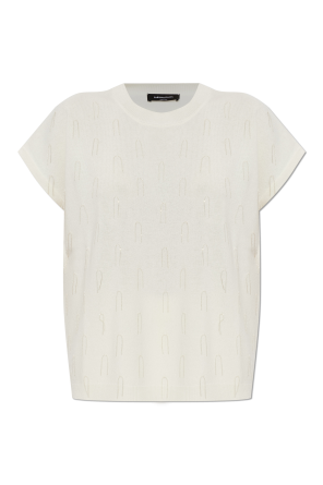 Wool top with shimmering fringes