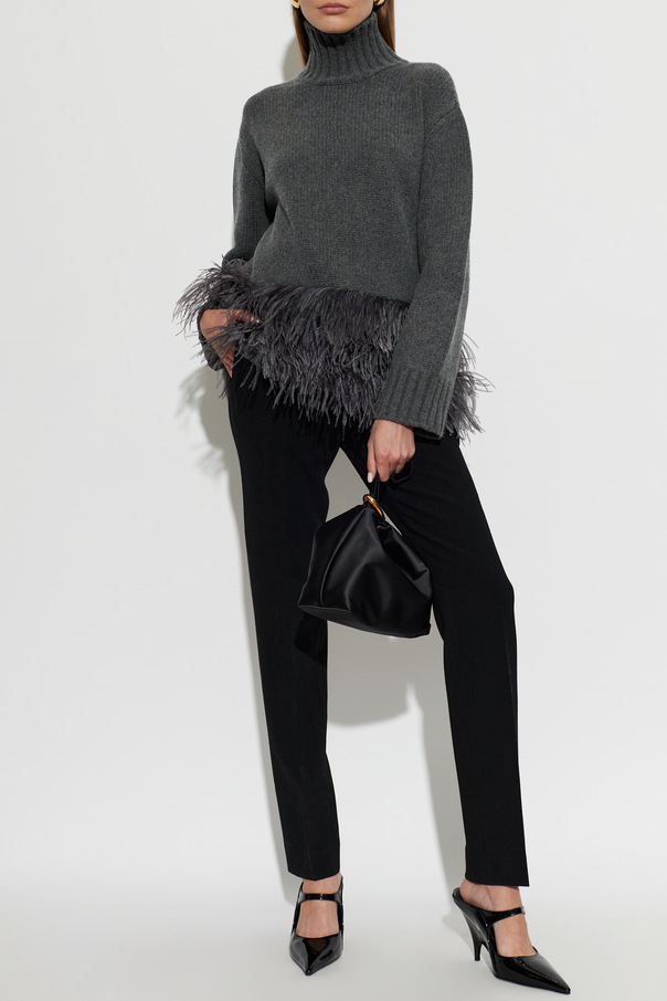 Fabiana Filippi Woll-Turtleneck mit Straußenfedern