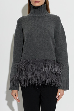 Fabiana Filippi Woll-Turtleneck mit Straußenfedern