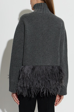 Fabiana Filippi Woll-Turtleneck mit Straußenfedern