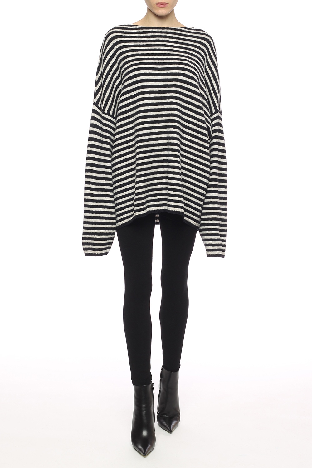 all saints black and white striped jumper