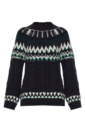 Wool sweater with decorative weave