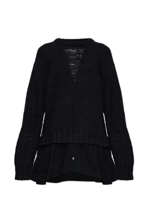 Combined-material sweater
