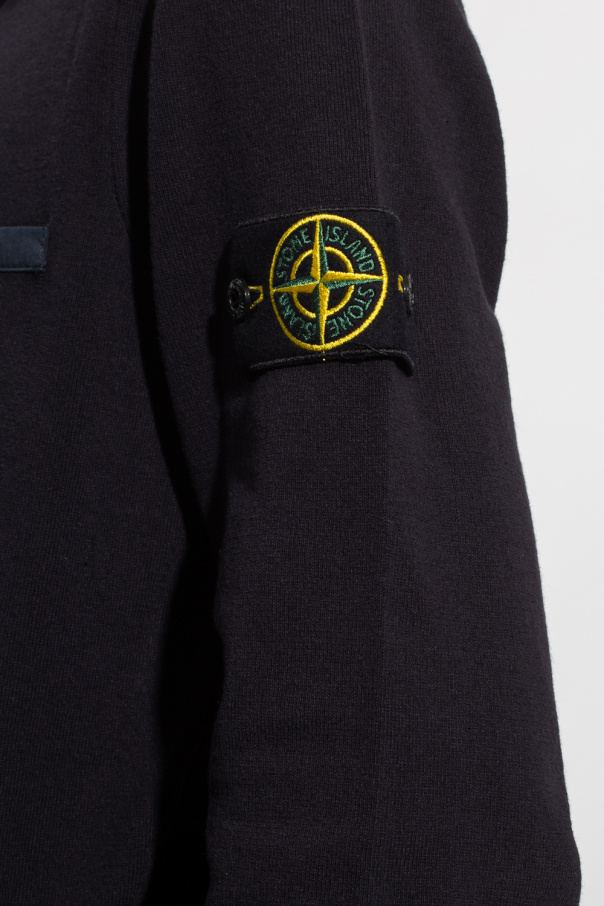 stone island long sleeve polo with badge on arm