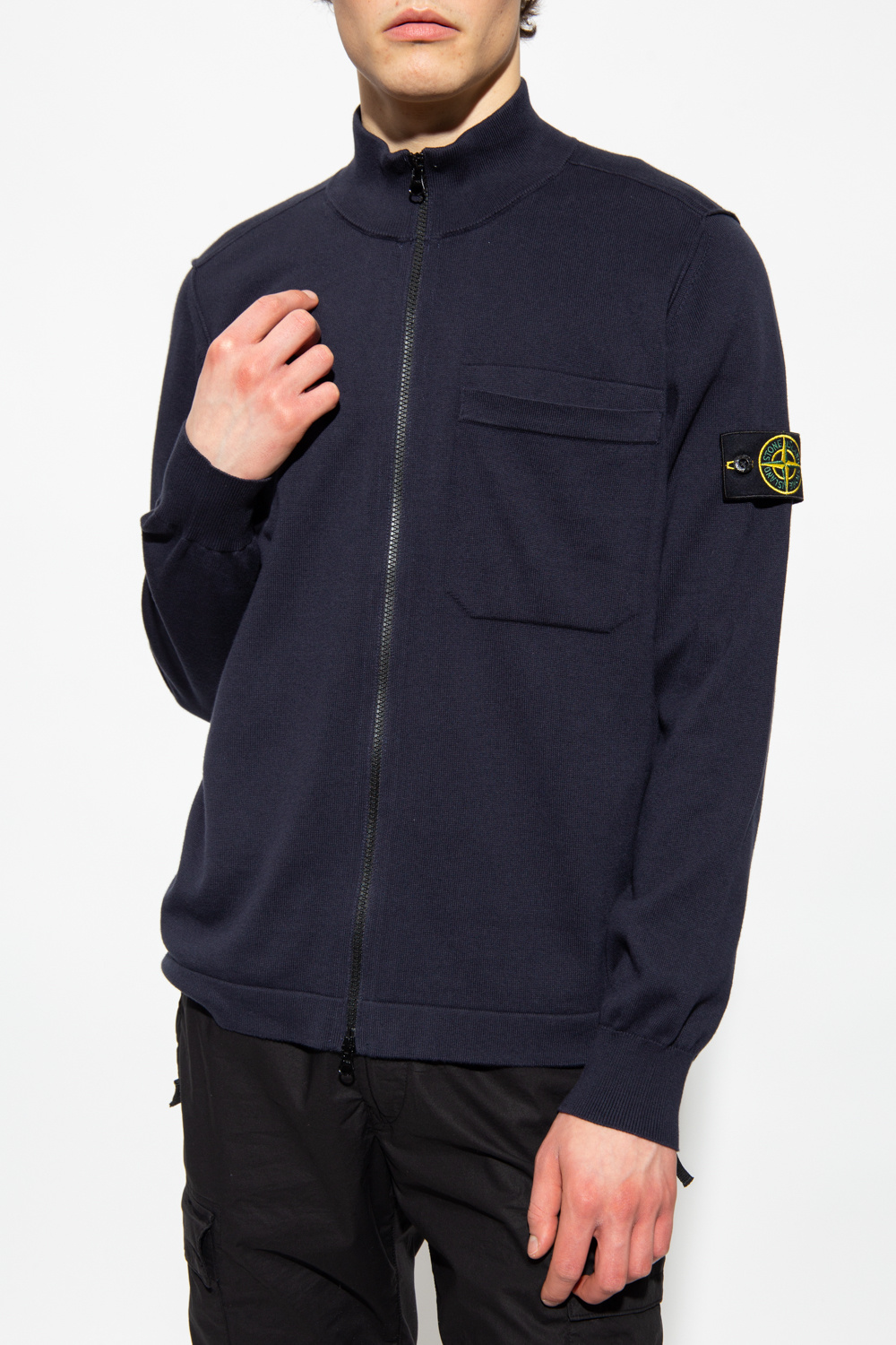 Stone Island contrasting leather jacket