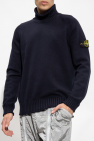 Stone Island NAVY BLUE Cotton turtleneck sweater with logo