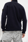 Stone Island NAVY BLUE Cotton turtleneck sweater with logo
