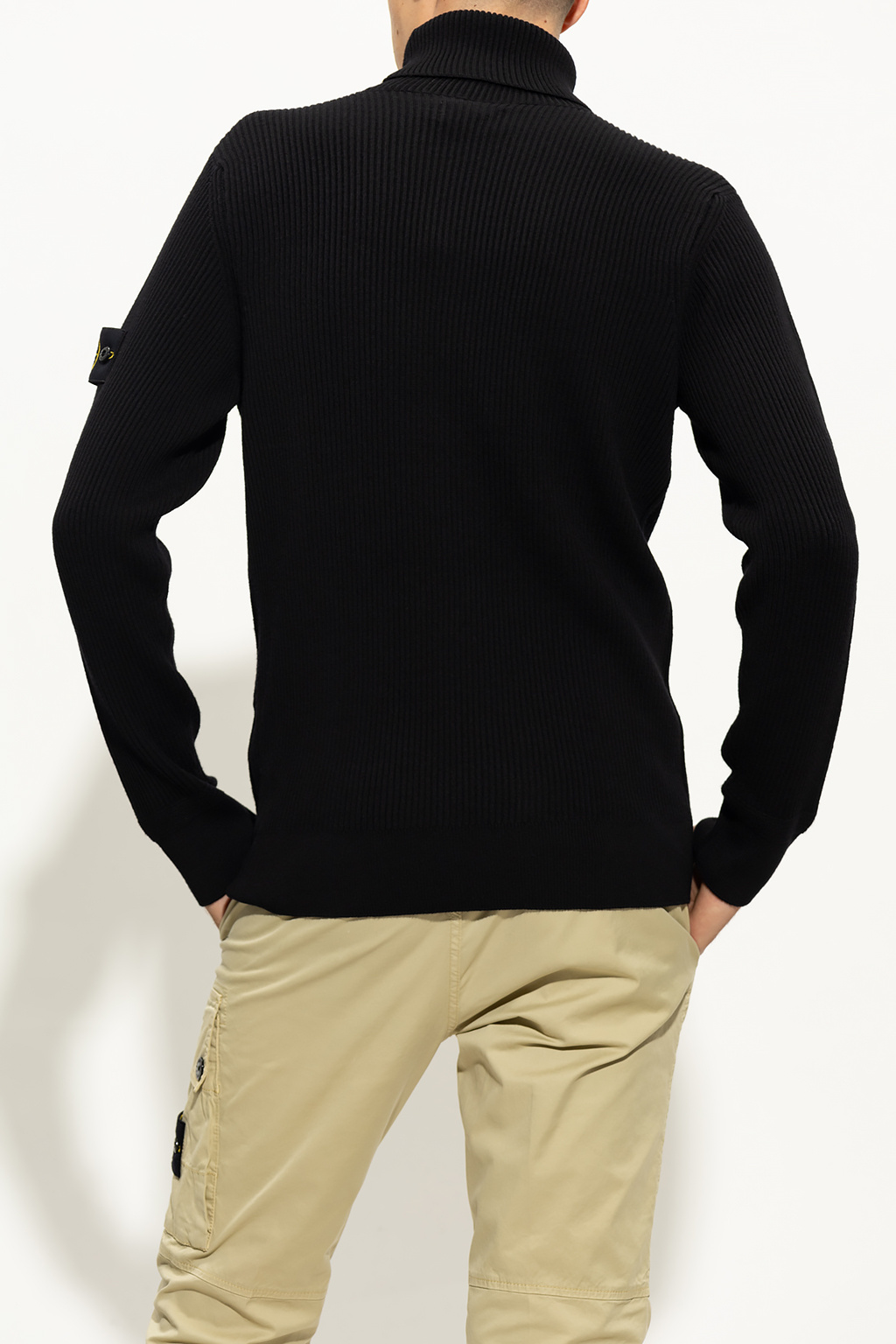 Stone Island Ribbed turtleneck sweater with logo