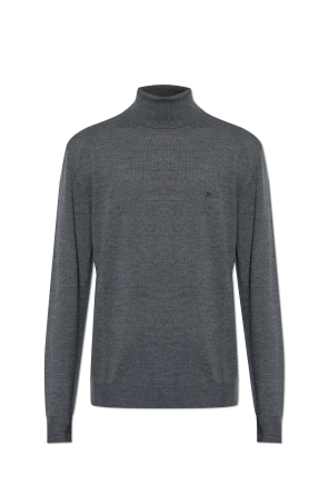 Wool turtleneck with embroidered logo