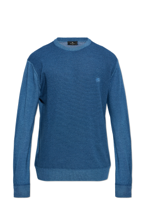 Wool sweater with embroidered logo