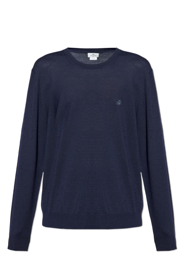 Wool sweater with embroidered logo od Etro