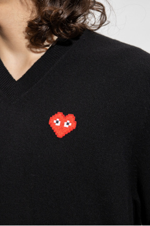 Comme des Garçons Play Wool skull-print sweater with logo