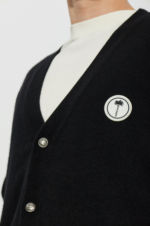 Palm Angels Wollene Strickjacke mit aufgenähtem Logo