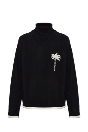 Wool turtleneck with embroidered logo