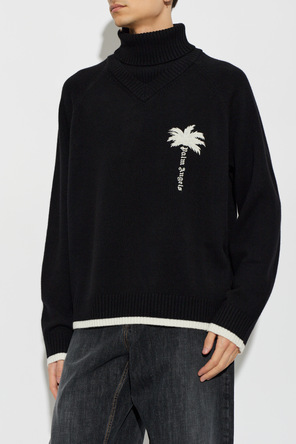 Palm Angels Jersey de cuello alto de lana con logo bordado