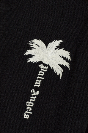 Palm Angels Jersey de cuello alto de lana con logo bordado