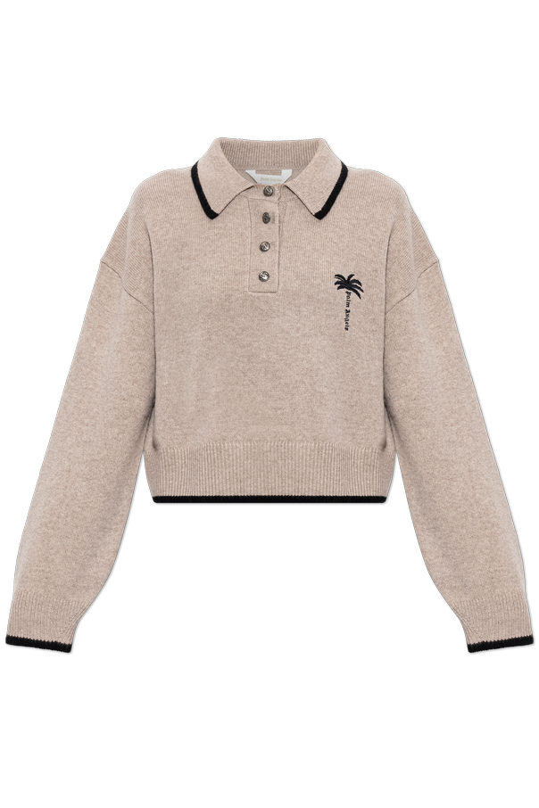 Wool polo sweater with long sleeves od Palm Angels