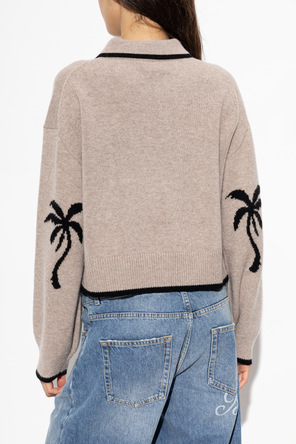 Palm Angels Camisola polo de lã com mangas compridas