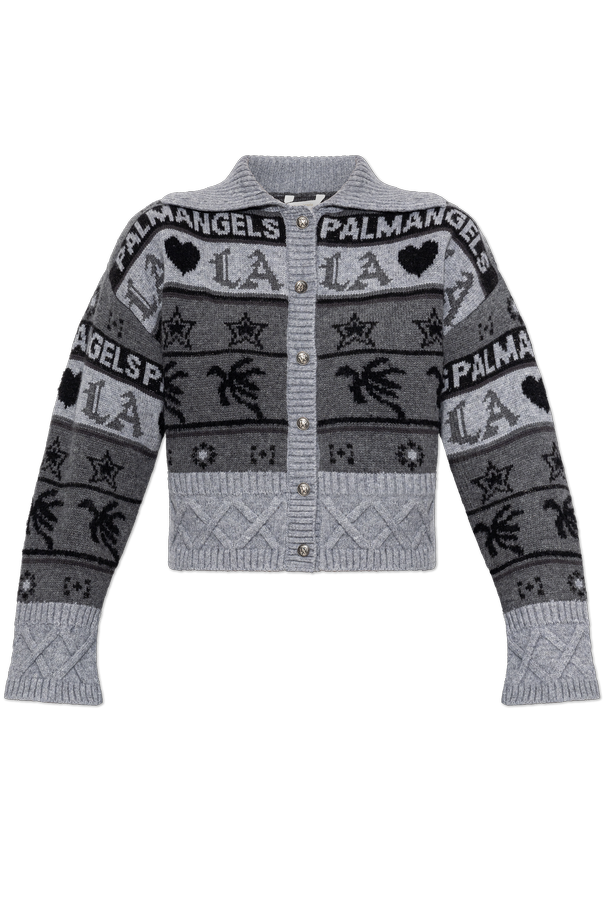 Patterned cardigan with logo od Palm Angels