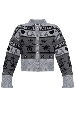Patterned cardigan with logo